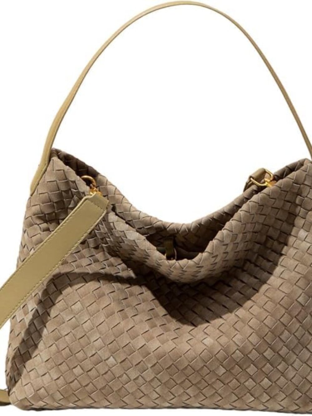 Slouchy Suede Woven Hobo Bags Women Trendy Suede Shoulder Bag Crossbody Satchel